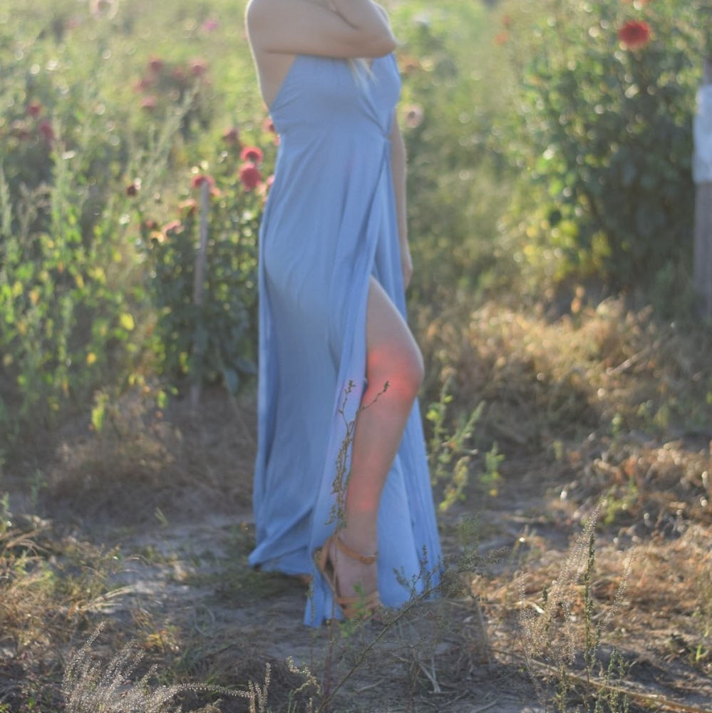 Baby blue wrapped maxi dress